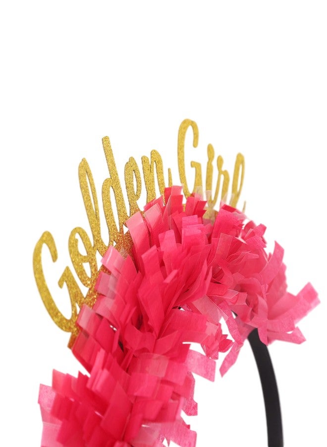 ZZDCMS Golden Girl Party Tiara for Birthday - Party Crown Birthday Gift for Her,Funny Pink Colorful Paper Headgear,Party Decor for 21st, 25th, 30th, 50th Bday Hata - Image 4